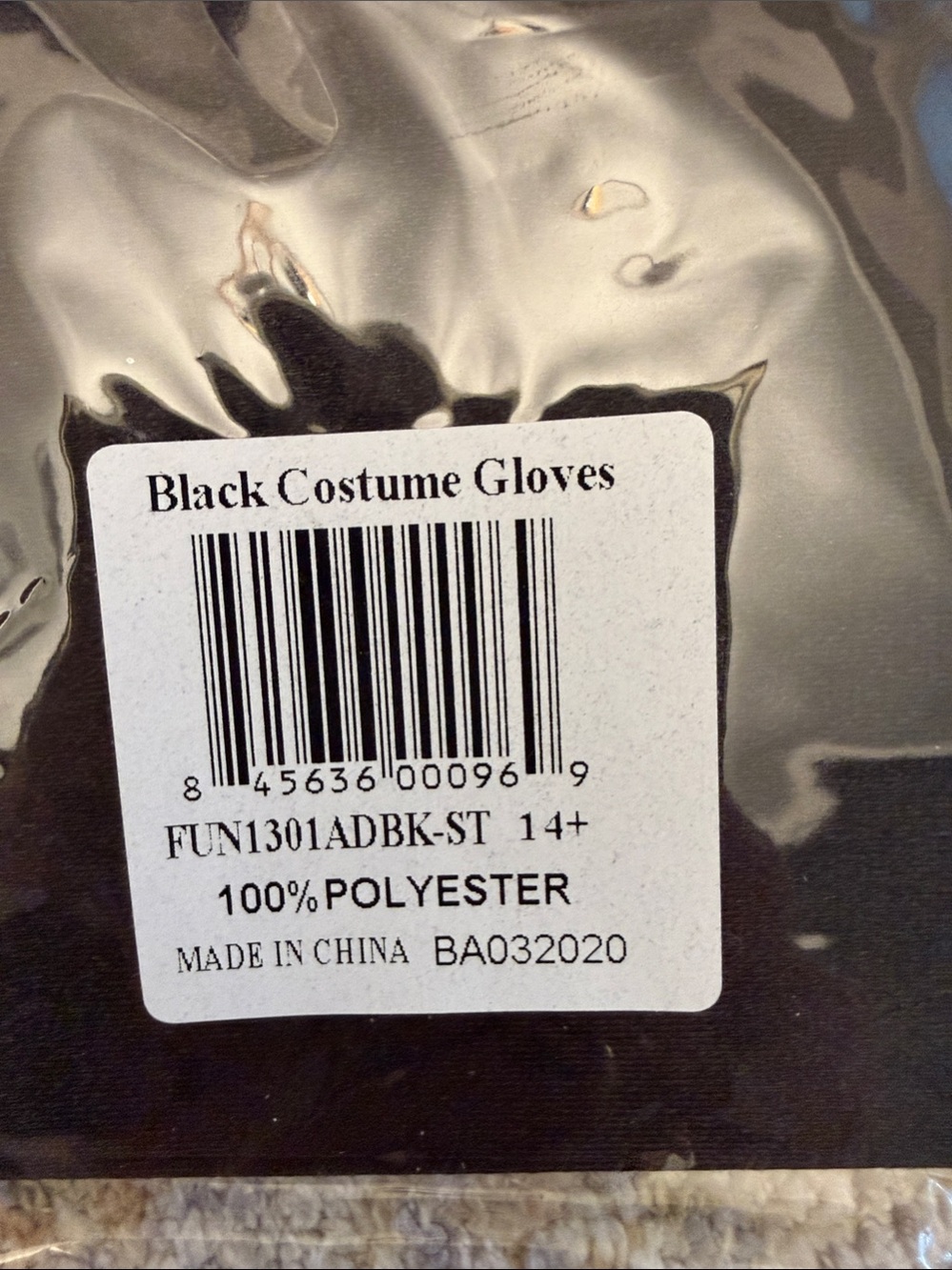 Black Costume Gloves for Women Halloween